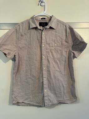 Eventide Men's Short Sleeve Button Down Shirt Size M Tan Striped